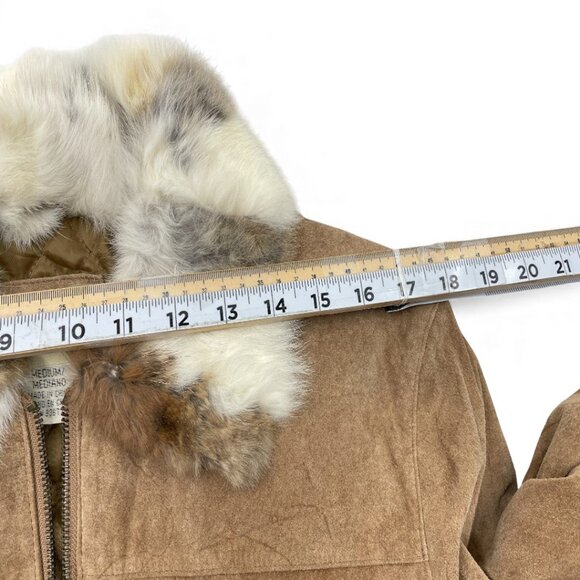 NEW St. John's Bay Suede Leather Fur Trim Zip Cuff Moto Bomber Jacket Women's M - Picture 9 of 14